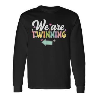 We're Twinning With My Bestie Twin Day Spirit Week Retro 70S Long Sleeve T-Shirt - Monsterry