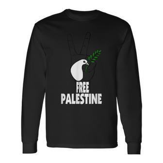 West Bank Middle East Peace Dove Olive Branch Free Palestine Long Sleeve T-Shirt - Monsterry AU