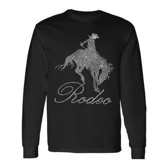 Western Cowgirl Bling Rhinestone Country Cowboy Riding Horse Long Sleeve T-Shirt - Monsterry UK