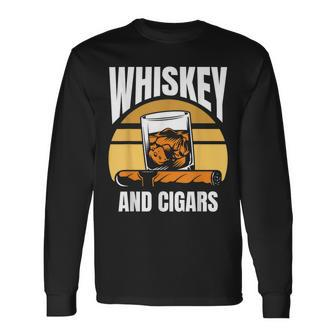 Whiskey And Cigars Whisky Lover Cigar Long Sleeve T-Shirt - Monsterry