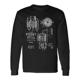 Whisky Still Patent Vintage For Whisky Fans Long Sleeve T-Shirt - Monsterry