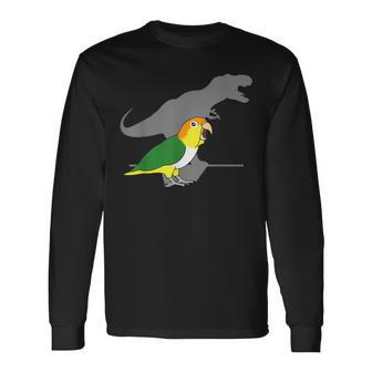 White Bellied Caique T-Rex Birb Memes Dinosaur Parrot Long Sleeve T-Shirt - Monsterry UK