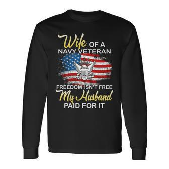 Wife Of Navy Veteran Long Sleeve T-Shirt | Mazezy