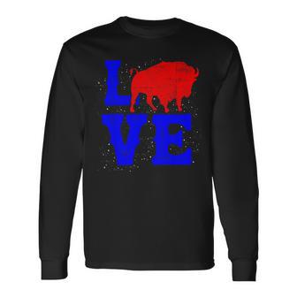 Wild American Bison Lover Valentines Day Love Buffalo Long Sleeve T-Shirt - Monsterry UK