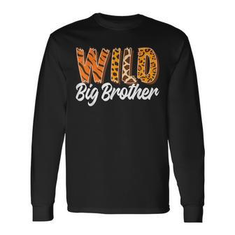 Wild One Big Brother Two Wild Family Birthday Zoo Matching Long Sleeve T-Shirt - Seseable