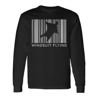 Wingsuit Flying Barcode Hobby And Sport Long Sleeve T-Shirt - Monsterry UK