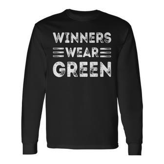 Winners Wear Green Color Team Spirit Game War Camp Crew Long Sleeve T-Shirt - Seseable