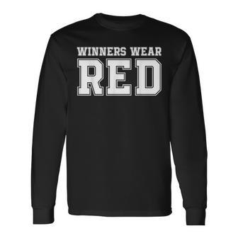 Winners Wear Red Color War Camp Team Game Competition Long Sleeve T-Shirt - Seseable
