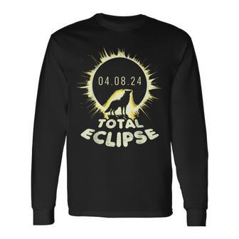 Wolf Fans Totality Solar Total Moon Eclipse 2024 Spring Men Long Sleeve T-Shirt - Monsterry CA
