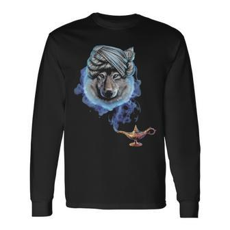 Wolf As Magical Wizard Long Sleeve T-Shirt | Mazezy
