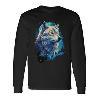 Wolf Moon Howling Lone Wolves Pack Of Wolves Long Sleeve T-Shirt - Seseable