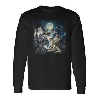 Wolf Ripping Werewolf Alpha Wolf Oddly Meme Long Sleeve T-Shirt | Mazezy