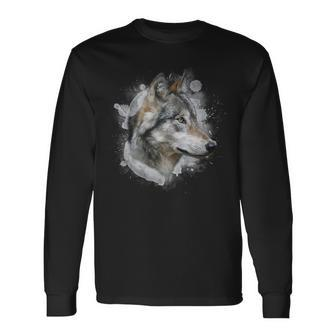 Wolf Wolves Illustration Long Sleeve T-Shirt - Thegiftio UK