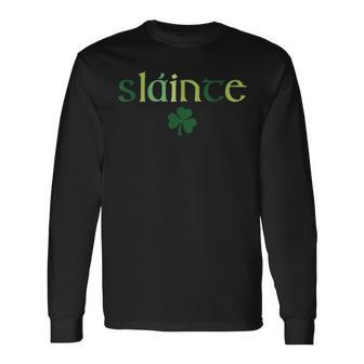 Women's Slainte St Patrick's Day Irish Clover Lucky Vibes Long Sleeve T-Shirt - Monsterry DE