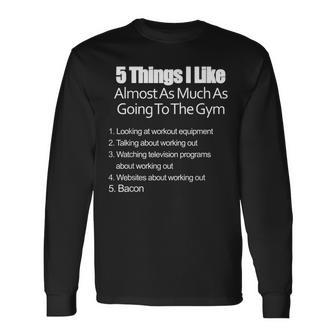 Working Out At Gym & Bacon Long Sleeve T-Shirt - Monsterry
