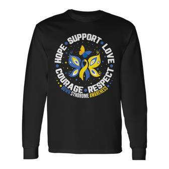World Down Syndrome Day Awareness Hope Love Support Courage Long Sleeve T-Shirt - Seseable
