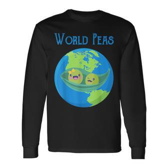 World Peas Peace Give Peas A Chance T Earth Day Long Sleeve T-Shirt - Monsterry CA