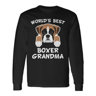 World's Best Boxer Grandma Dog Granddog Long Sleeve T-Shirt | Mazezy