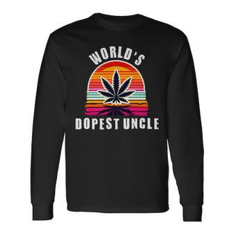 World's Dopest Uncle For Father's Day Retro Sunset Weed Men Long Sleeve T-Shirt - Monsterry UK