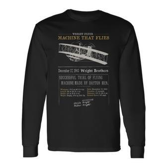 Wright Brothers Tribute 1903 Wright Flyer Flight First Plane Long Sleeve T-Shirt - Seseable