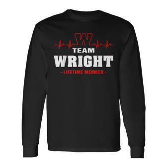 Wright Surname Family Last Name Team Wright Lifetime Member Long Sleeve T-Shirt - Seseable
