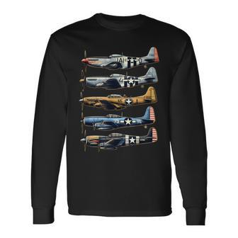 Ww2 Planes P51 Mustang F4u Corsair B17 P47 Thunderbolt Long Sleeve T-Shirt | Mazezy