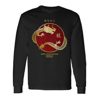 Year Of The Dragon Chinese New Year 2024 Wood Dragon Long Sleeve T-Shirt - Thegiftio UK