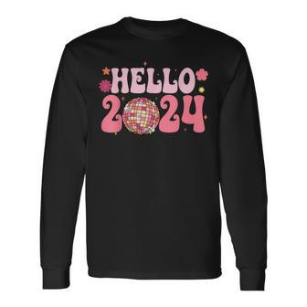 Year End Party Merry Christmas Happy New Year Hello 2024 Long Sleeve T-Shirt - Seseable