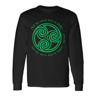 Yeats Irish Poet Green Celtic Knot Fiddle Dance Poem Long Sleeve T-Shirt - Monsterry