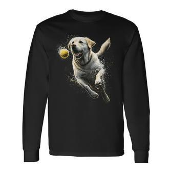 Yellow Labrador Retriever Chasing A Ball Labrador Retriever Long Sleeve T-Shirt - Seseable