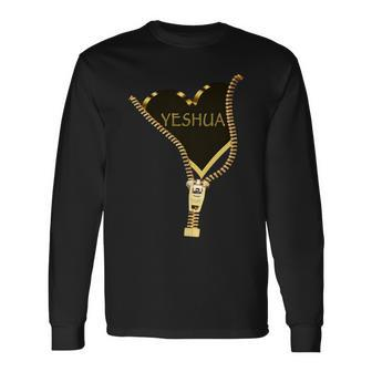 Yeshua Is In My Heart T Hebrew Name Of Jesus For Men Long Sleeve T-Shirt - Seseable