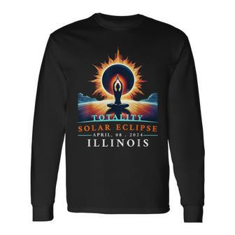 Yoga Total Solar Eclipse 2024 Illinois Long Sleeve T-Shirt - Monsterry AU