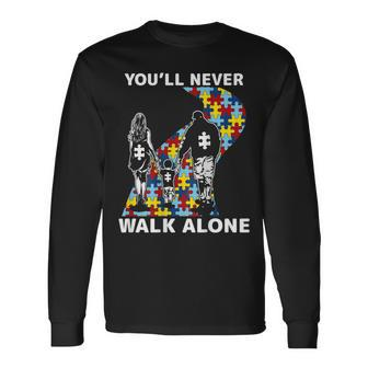 You'll Never Walk Alone Autism Awareness On Back Long Sleeve T-Shirt - Monsterry UK