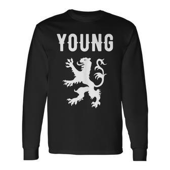 Young Clan Scottish Family Name Scotland Heraldry Long Sleeve T-Shirt - Seseable