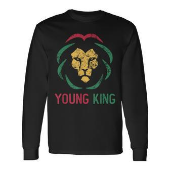 Young King African Lion Boy Black History Month African Boys Long Sleeve T-Shirt - Thegiftio UK