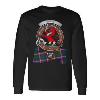 Young Scottish Clan Badge & Tartan Long Sleeve T-Shirt - Seseable