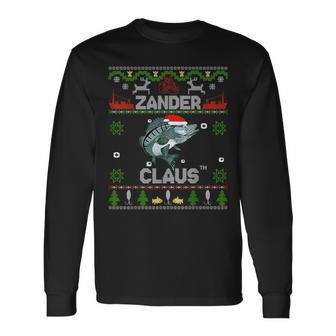 Zander Claus Christmas Jumper For Fishermen Christmas Langarmshirts - Seseable