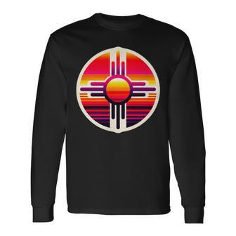 Zia-Symbol Im Retromodernenintage-Stil Im Bundesstaat New Mexico Langarmshirts - Seseable