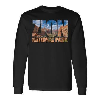 Zion National Park Near Las Vegas Utah Usa Canyon Nature Long Sleeve T-Shirt - Monsterry