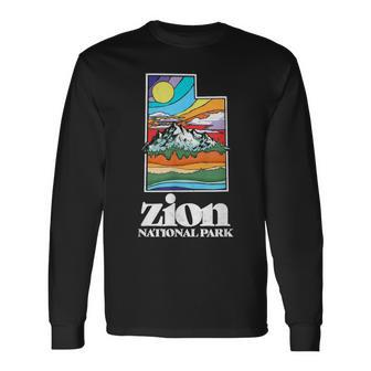 Zion National Park Utah Vintage Nature Outdoor Long Sleeve T-Shirt - Monsterry