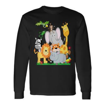 Zoo Animals Wildlife Birthday Party A Day At The Zoo Long Sleeve T-Shirt - Monsterry DE