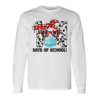 101 Days Of School Dalmatian Dog Face Mask 100Th Day School Long Sleeve T-Shirt - Monsterry CA