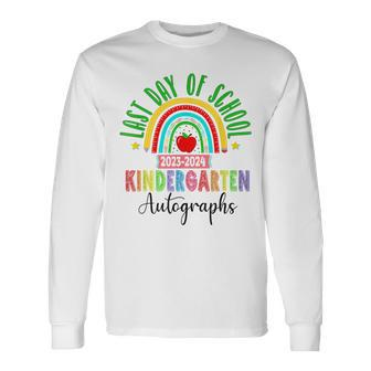 2024 Last Day Of School Autograph Kindergarten Graduation Long Sleeve T-Shirt - Seseable
