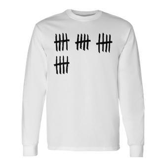 20Th Birthday Outfit 20 Years Old Tally Marks Anniversary Long Sleeve T-Shirt - Monsterry