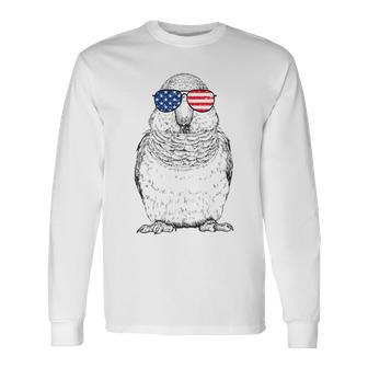 4Th Of July Quaker Parrot Bird Patriotic Usa Sunglasses Long Sleeve T-Shirt - Monsterry AU