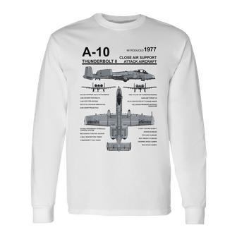 A-10 Thunderbolt Ii Warthog Military Jet Spec Diagram Long Sleeve T-Shirt - Thegiftio UK