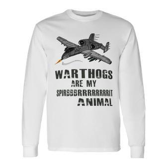 A-10 Warthogs Are My Spirit Animal Airplane Pilot Long Sleeve T-Shirt - Monsterry AU