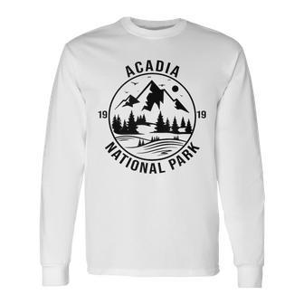 Acadia National Park Maine Mountains Nature Hiking Vintage Long Sleeve T-Shirt - Monsterry CA