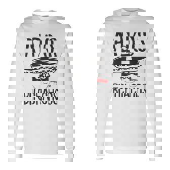 Adios Bitchachos Cat In Sombrero Cinco De Mayo Quote Long Sleeve T-Shirt - Monsterry