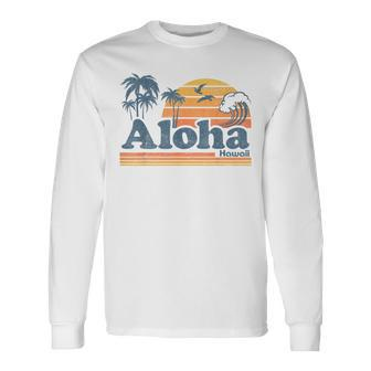 Aloha Hawaii Vintage Beach Summer Surfing 70S Retro Hawaiian Long Sleeve T-Shirt | Mazezy DE